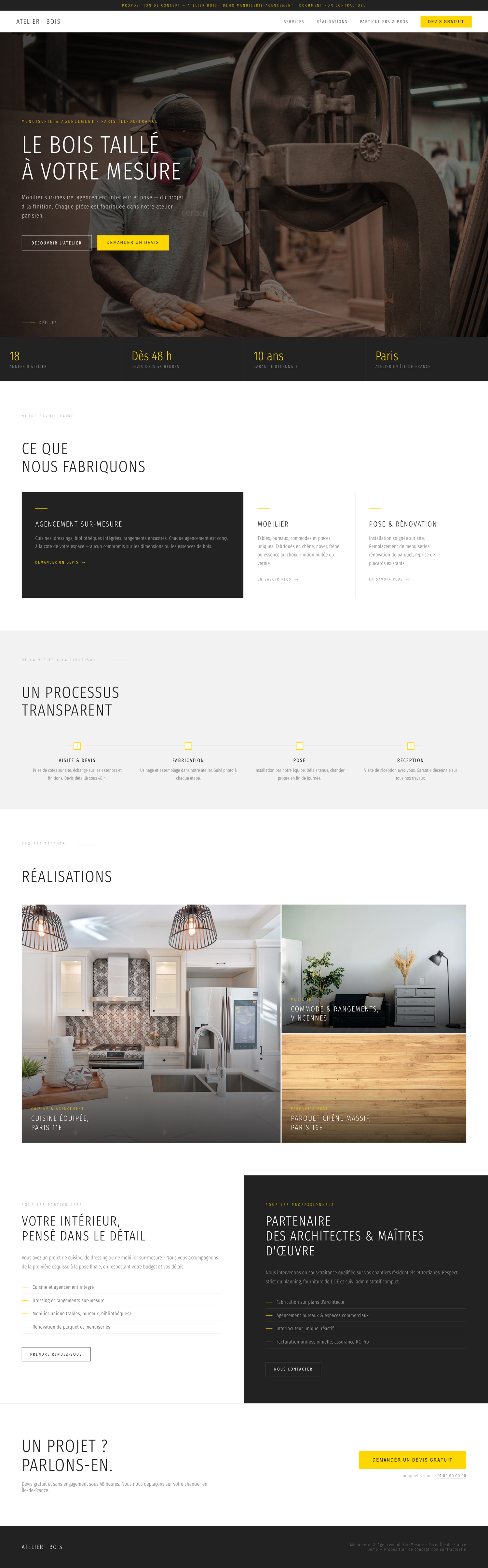 Démonstration de style — site menuisier artisan bois